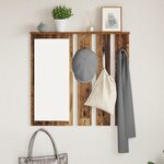 vidaXL Porte-manteau mural avec étagère Montage mural avec miroir Bois ancien 84 x 10 x 80 cm