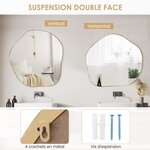 Miroir mural irrégulier 75 5 x 70 cm miroir asymétrique avec cadre en métal avec vis d'expansion miroir de courtoisie décoratif pour salon or 20_0008915