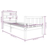 vidaXL Cadre de lit Noir Bois de pin massif 75x190 cm Petit simple