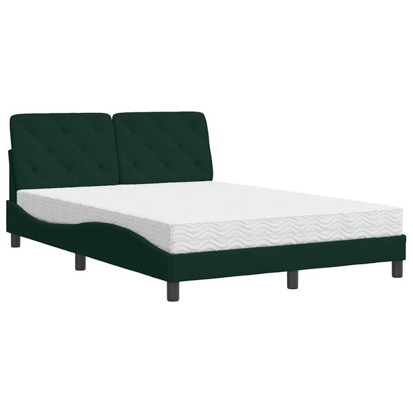 vidaXL Lit avec matelas vert foncé 140x200 cm velours