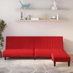 vidaXL Canapé-lit à 2 places avec repose-pied Rouge bordeaux Velours