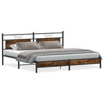 vidaXL Cadre de lit en métal sans matelas chêne fumé 200x200 cm