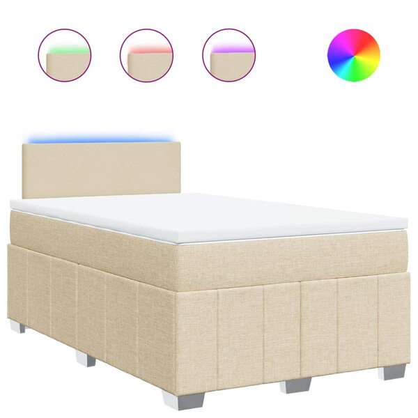 vidaXL Sommier à lattes de lit avec matelas crème 120x190 cm tissu