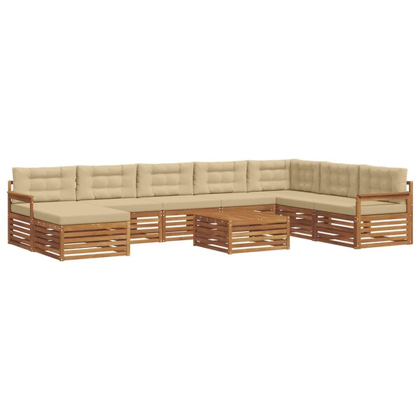vidaXL Ensemble de canapés d'extérieur 9 pc Naturel et Beige
