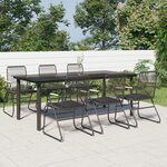 vidaXL Ensemble à manger de jardin 7 Pièces Noir Rotin PVC