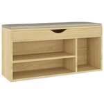 vidaXL Banc à chaussures avec coussin Chêne Sonoma Bois d'ingénierie