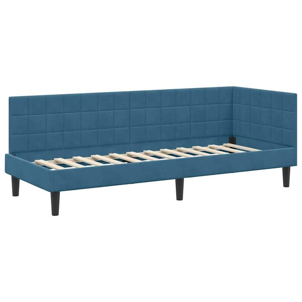 vidaXL Cadre de lit d'angle avec tête de lit Bleu 80 cm x 200 cm tissu