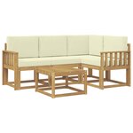 vidaXL Ensemble de canapés d'extérieur 5 Pièces Blanc et crème