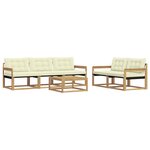 vidaXL Ensemble de canapés d'extérieur 6 Pièces Blanc et crème
