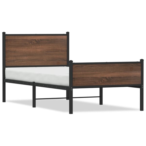vidaXL Cadre de lit en métal sans matelas chêne marron 90x190 cm