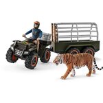 Schleich Figurine 42351 - Vie sauvage - Quad avec remorque et ranger