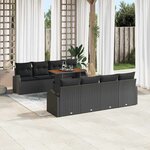 vidaXL Ensemble de canapé de jardin avec coussin 7 Pièces Noir