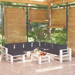 Vidaxl salon de jardin palette 9 pièces avec coussins bois de pin