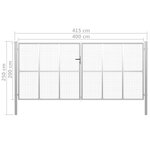 vidaXL Porte de jardin Acier galvanisé 415x250 cm Argenté