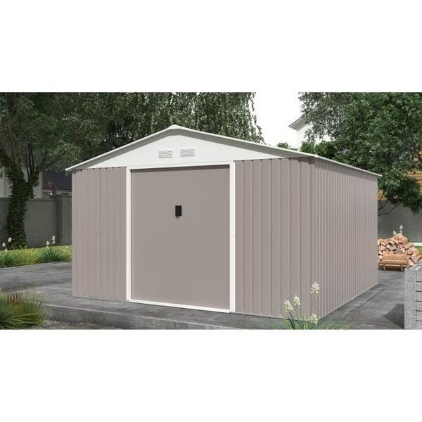 Abri de jardin en métal 10 85 m² - 340 x 319 x 210 cm - Kit d'ancrage inclus - Taupe