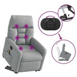 vidaXL Fauteuil inclinable de massage électrique Gris clair Tissu