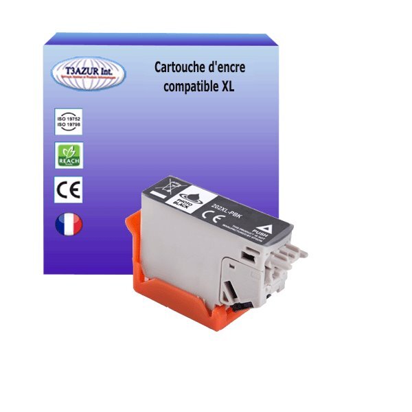 Cartouche compatible avec epson t02h1 / t02f1 (202xl) photo noire pour epson expression premium xp-6100  xp-6105