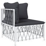 Salon de jardin meuble d'extérieur ensemble de mobilier avec coussins 5 pièces blanc acier 02_0018307