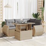 vidaXL Salon de jardin avec coussins 5 Pièces beige résine tressée