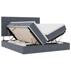 vidaXL Lit de rangement LED avec matelas Gris foncé 200 x 200 cm