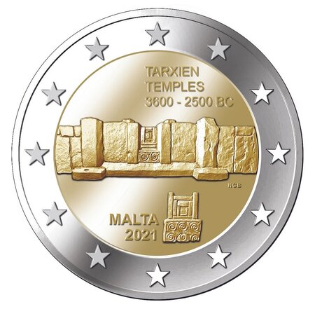 Pièce de monnaie 2 euro commémorative Malte 2021 – Tarxien