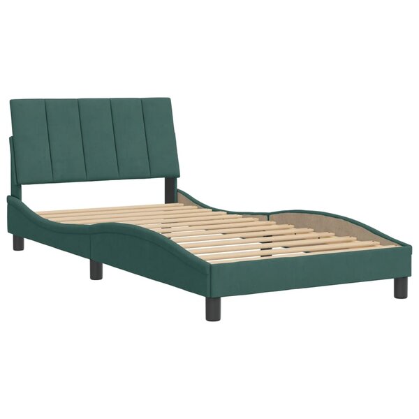 vidaXL Cadre de lit avec tête de lit Vert foncé 100x200 cm Velours