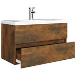 vidaXL Meuble lavabo avec bassin intégré Chêne fumé Bois d'ingénierie