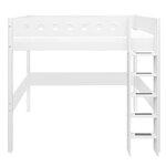 Flexa WHITE Lit mezzanine avec echelle droite 90 x 200 cm Barriere de securite classique Blanc