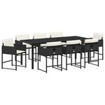 vidaXL Ensemble de jardin 9 pièces avec des coussins - Poly rotin noir