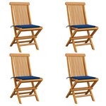 vidaXL Chaises de jardin avec coussins bleu royal 4 Pièces Bois de teck