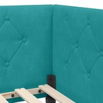vidaXL Cadre de lit d'angle Turquoise 90 x 200 cm Velours