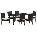 vidaXL Ensemble de jardin de 7 pièces en poly rattan noir