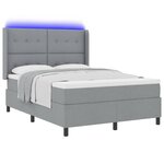 vidaXL Lit à ressort LED avec matelas Gris clair 140 x 200 cm tissu