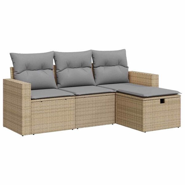 vidaXL Salon de jardin avec coussins 4 Pièces beige résine tressée