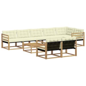 vidaXL Ensemble de canapés d'extérieur 9 Pièces Blanc et crème