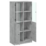 vidaXL Buffet haut avec portes gris béton 68x37x142 cm bois ingénierie