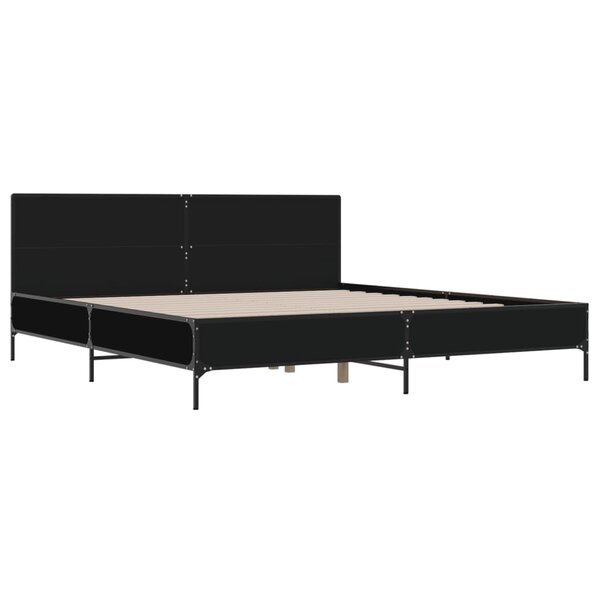 vidaXL Cadre de lit noir 180x200 cm bois d'ingénierie et métal