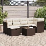 vidaXL Salon de jardin avec coussins 7 Pièces marron résine tressée