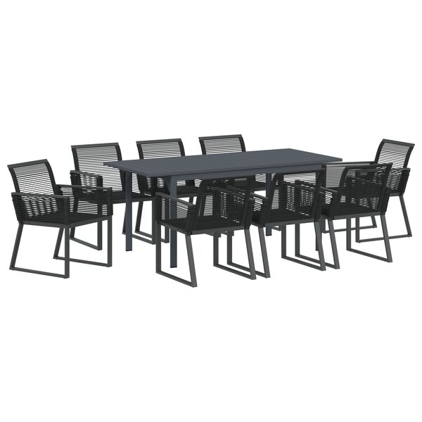 vidaXL Ensemble de salle à manger de jardin 6 pièces en acier noir et poly rotin
