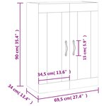 vidaXL Armoire murale gris béton 69 5x34x90 cm bois d'ingénierie
