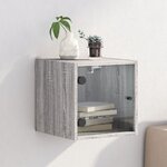 vidaXL Table de chevet avec porte en verre sonoma gris 35x37x35 cm