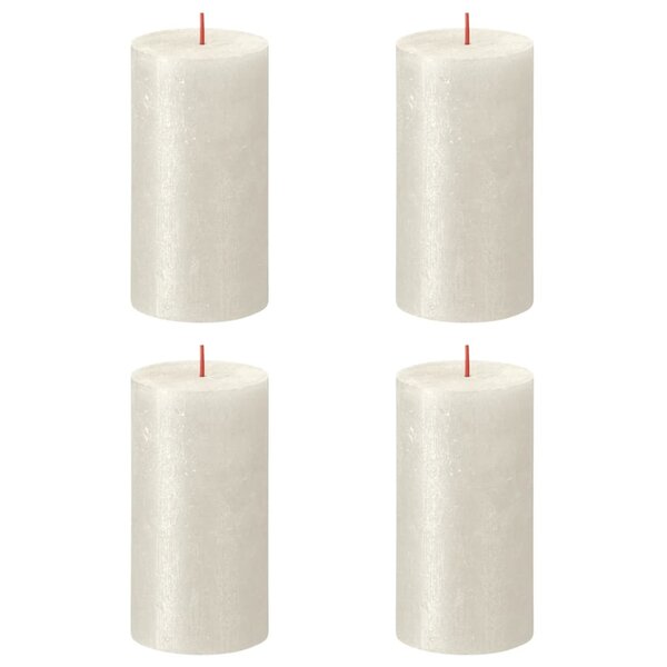 Bolsius Bougies pilier rustiques Shimmer 4 Pièces 130x68 mm Ivoire