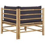 vidaXL Salon de jardin 2 Pièces avec coussins gris foncé bambou