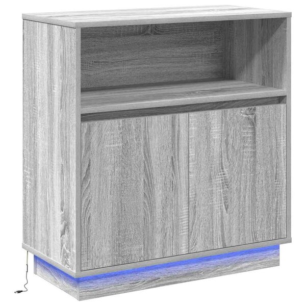 vidaXL Buffet avec LED Sonoma gris 71 x 34.5 x 75 cm Bois d'ingénierie