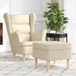 vidaXL Fauteuil avec repose-pied Crème Tissu