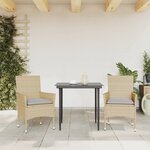 vidaXL Chaises de jardin avec coussins lot de 2 beige résine tressée