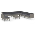 Salon de jardin meuble d'extérieur ensemble de mobilier 12 pièces avec coussins résine tressée gris 02_0015648