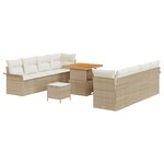 vidaXL Ensemble de canapé de jardin 11 pièces avec coussins Beige Poly Rotin Acacia