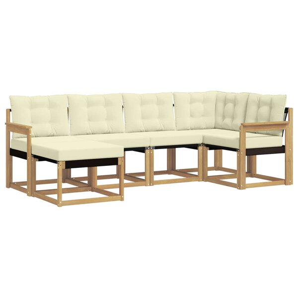 vidaXL Ensemble de canapés d'extérieur 6 pc Blanc et crème