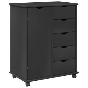 vidaXL Cabinet roulant 63 5 x 39 x 79 cm Bois de Pin Massif Gris